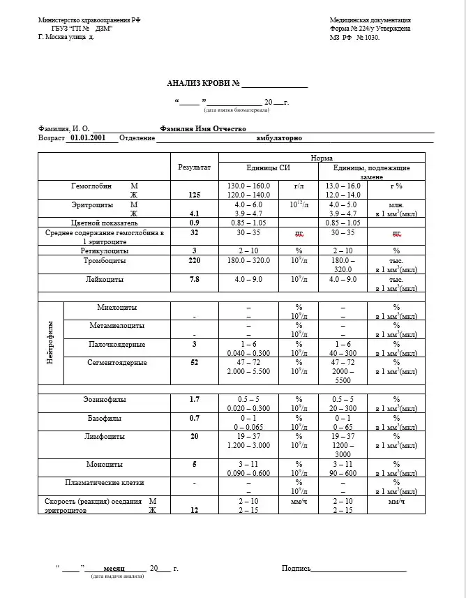 Заказать общий анализ крови — Балашиха